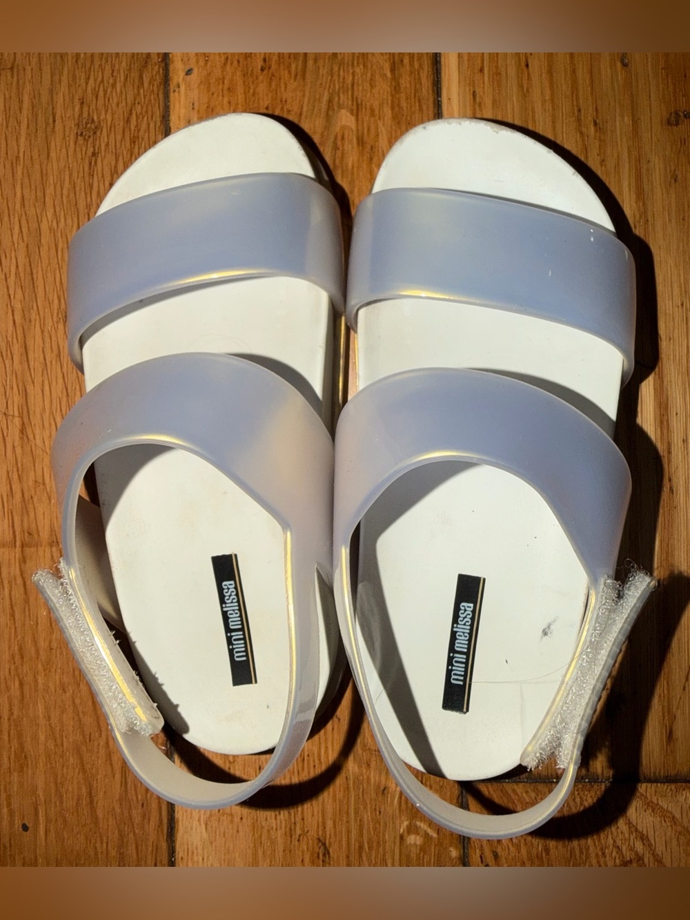 Mini Melissa Iridescent White Strap Slide Sandals